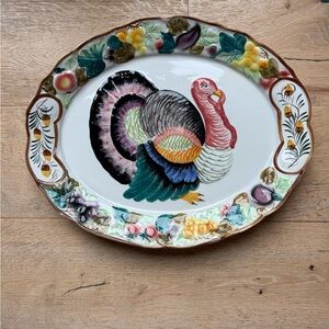 TURKEY Large Patter Vintage made in Italy Majolica Collectable Price Firm!